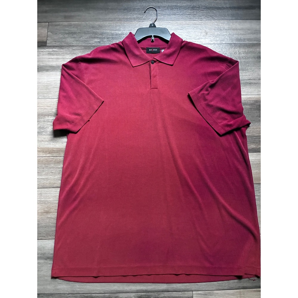 Axcess Mens XL Burgundy Short Sleeve Polo Shirt Modal Blend Textured Knit